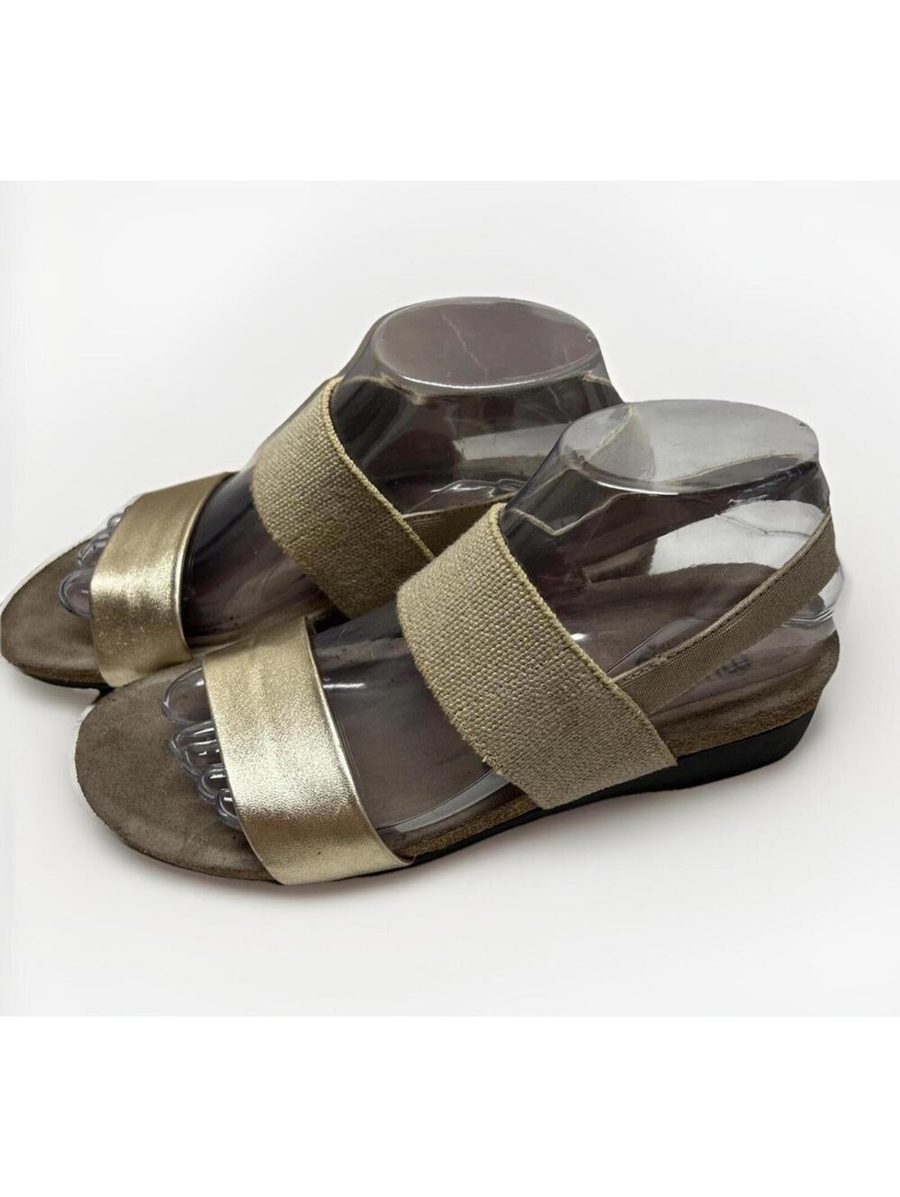 MUNRO American Pisces Strappy Sandals Womens 6.5 M Casual Open Leather Gold